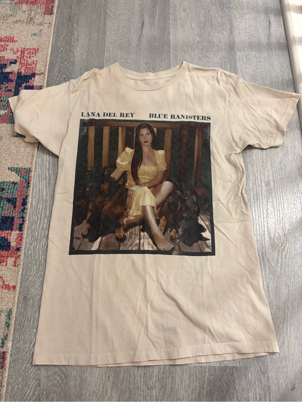 Lana Del Rey Blue Banisters Short Sleeve Graphic Tee - Cream/Yellow